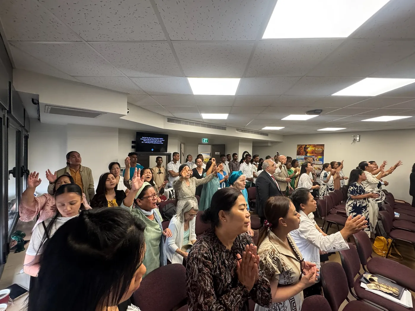 A congregation gathered in praise