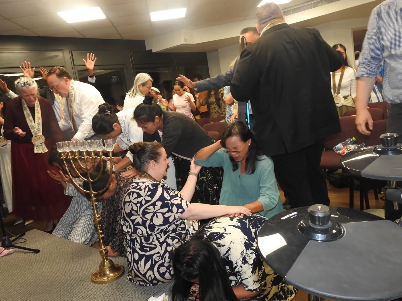 A congregation worshipping together