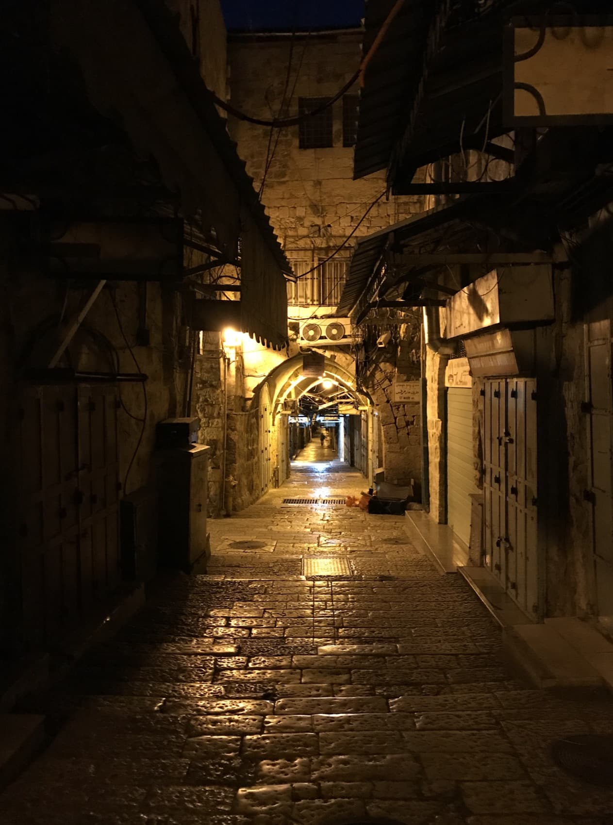 A quiet stone alley in the Old City of Jerusalem